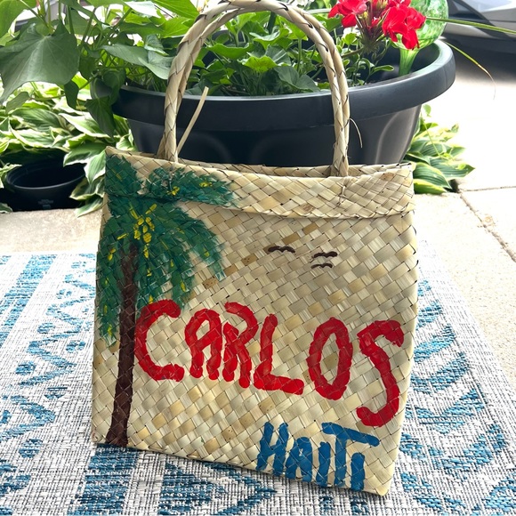 Carlos Haiti Palm Tree Leaf Tote Handmade Good Condition - Picture 1 of 7